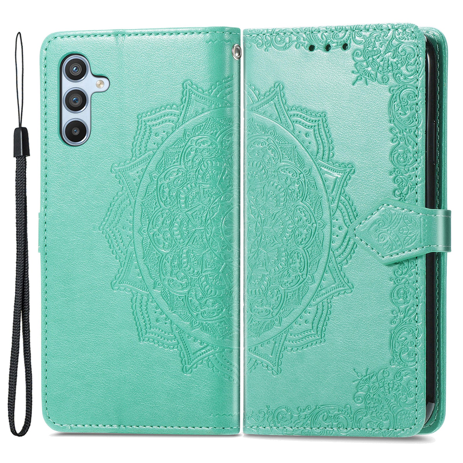 Til Samsung Galaxy A14 5G A14 4G præget mandala mønster telefontaske Stand Fuldt indpakket PU læder pung Folio Cover med rem Til Samsung Galaxy A14 5G A14 4G præget mandala mønster telefontaske Stand Fuldt indpakket PU læder pung Folio Cover med rem